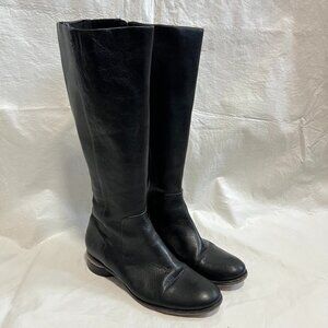 Frye Charlie Seam Boot black leather knee high size 10 block heel zip up riding